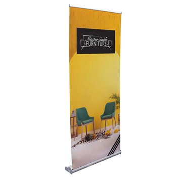 Retractor Adjustable Banner Kit with No?Curl Hybrid Titan Printed Media, Aluminum Base with Chrome from Positive Promotions