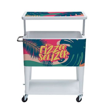 Bar Top Cooler with Locking Swivel Wheels, Bottle Opener & Cap Catcher - 120-Can, Full Color Wrap from Positive Promotions