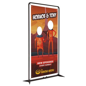 Double Face Cutout Banner Single-Sided Display Kit With Black Aluminum Frame & Soft Carry Case 4 1/2' - Full-Color Personalization Available from Positive Promotions