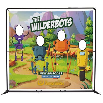 Four Face Cutout Single-Sided Banner Display Kit With Black Aluminum Frame & Soft Carry Case 8 1/2' - Full-Color Personalization Available from Positive Promotions