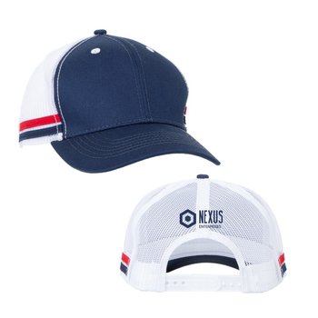 Patriotic America 250 USA Freedom Striped Adjustable Snapback Trucker Hat - One-Color Personalization Available from Positive Promotions