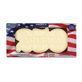 Patriotic America 250 USA Two-Tone White & Milk Chocolate Molded Bar 3 oz. - Full-Color Personalization Available from Positive Promotions