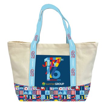 Patriotic America 250 USA Cotton Canvas & Recycled rPET July 4th Tote Bag - Full-Color Personalization Available from Positive Promotions