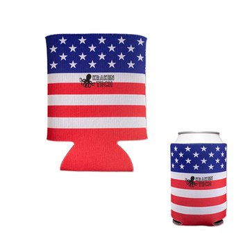 Patriotic America 250 USA Stars & Stripes Beverage Can Cooler - Personalization Available from Positive Promotions