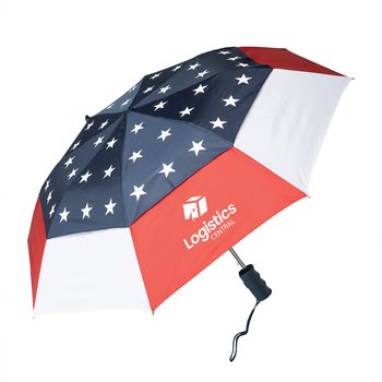 Patriotic America 250 USA Recycled Stars & Stripes Auto-Open Umbrella with Vented Canopy - 43