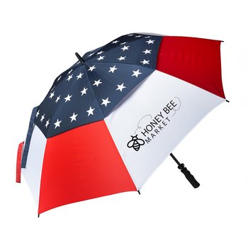 Patriotic America 250 USA Recycled Stars & Stripes Golf Umbrella with Vented Canopy - 62