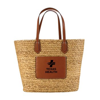 Natural Hyacinth Grass Tote Bag - 15? x 15? - Personalization Available from Positive Promotions