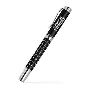 Chrome Grid Design Barrel Rollerball Metal Pen - Laser - Personalization Available from Positive Promotions