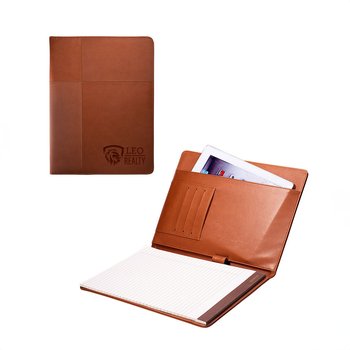 Soft Italian Leatherette Padfolio with Textured Panels Cover - Personalization Available from Positive Promotions