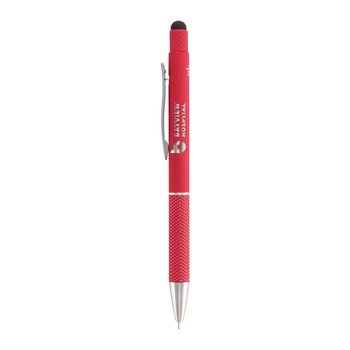 Recycled Aluminum Soft Touch Gel Pen with Stylus - PersonalizationAvailable from Positive Promotions