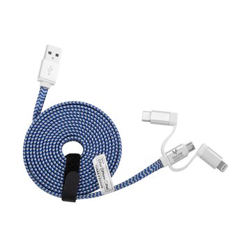 Apple MFI Certified 3-in-1 Flat Charging Cable 6.5' Long - Personalization Available from Positive Promotions