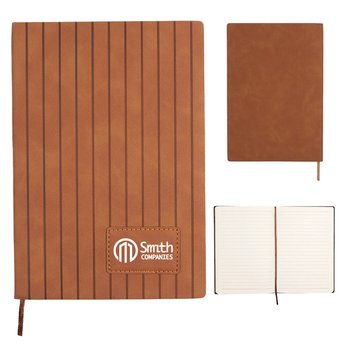 PrimeMark A5 Stripe-Embossed Journal - One-Color Personalization Available from Positive Promotions