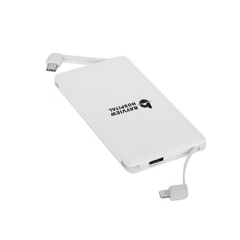 Slim Textured Built-in Cable Power Bank - Personalization Available from Positive Promotions