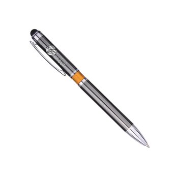 Gunmetal Push-Open Stylus Pen - Laser-Engraved Personalization Available from Positive Promotions