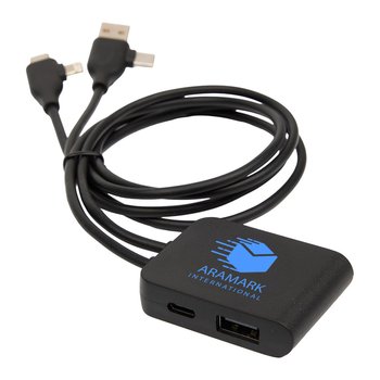 5-in-1 Charging Cable With USB-A/Type-C Hub - One-Color Personalization Available from Positive Promotions