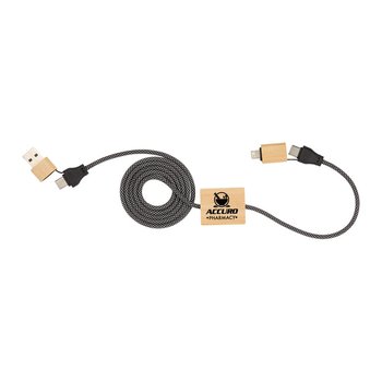 FSC® 100% Bamboo 5-in-1 100W Laptop Charging Cable - One-Color Personalization Available from Positive Promotions