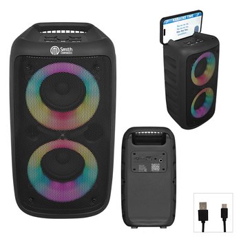 Wireless Speaker Tower With Phone Holder - One-Color Personalization Available from Positive Promotions