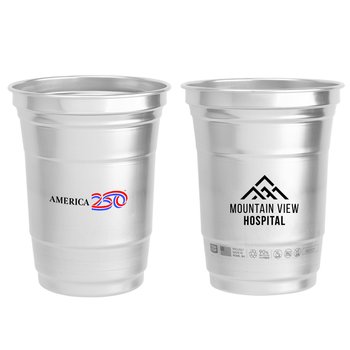 Official America250 Patriotic Aluminum Cup 16 oz. - One-Color Personalization Available from Positive Promotions