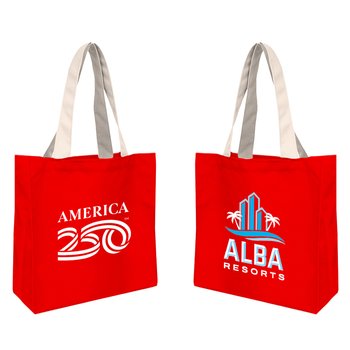 Official America250 Patriotic Canvas Tote Bag - Full-Color Personalization Available from Positive Promotions