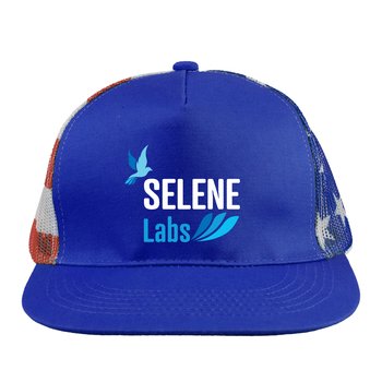 Patriotic American Flag Stars & Stripes Trucker Cap - Full-Color Personalization Available from Positive Promotions