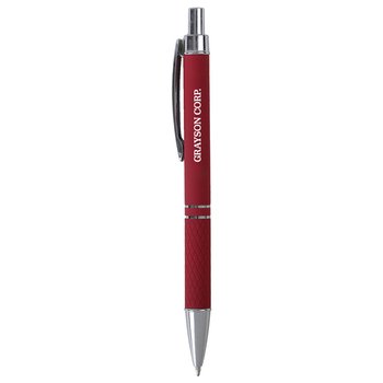 Diamond-Etched Matte Soft-Touch Chrome Ballpoint Pen - Personalization Available from Positive Promotions