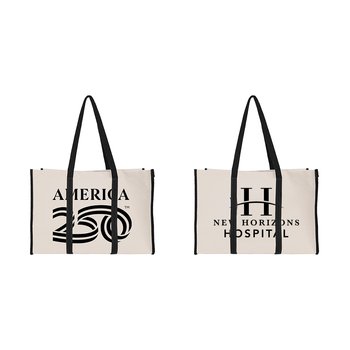 Official America250 USA Made Patriotic Recycled Cotton Canvas Wrap Around Tote Bag from Positive Promotions