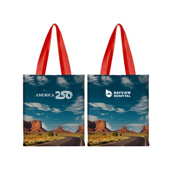 Official America250 USA Made Patriotic Recycled Cotton Canvas Tote Bag w/ Desert Scene Design from Positive Promotions