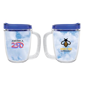 Official America250 USA Made Patriotic Tritan? Plastic Coffee Mug With Lid 12 oz. from Positive Promotions