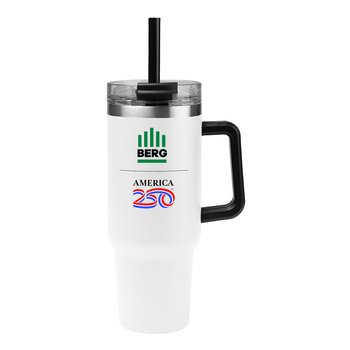 Official America250? Patriotic Stainless Steel Tumbler with Handle 40 oz. - Full Color - Personalized from Positive Promotions
