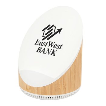 Bamboo Qi Fast Charge Wireless Bluetooth Speaker and Phone Charger - Personalization Available from Positive Promotions
