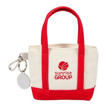 Daisy Recycled RPET Tiny Tote Bag Charm with Keyring Hook - Personalization Available from Positive Promotions