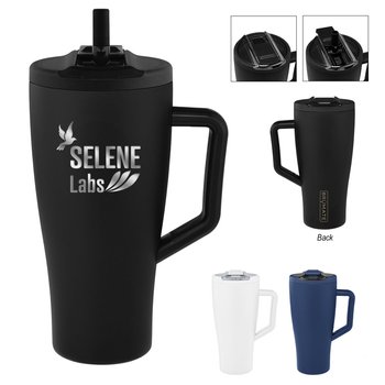 BrMate Era Stainless Steel Tumbler with Spill-Resistant Lid & ColdKey Stainless Steel Flip Straw from Positive Promotions