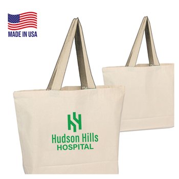 USA Made Extra Large Natural Cotton Canvas Tote Bag - One-Color Personalization Available from Positive Promotions