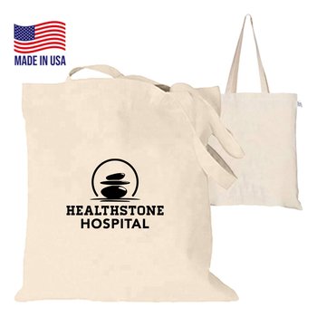 USA Made 7-oz. Natural Cotton Canvas Tote Bag - One-Color Personalization Available from Positive Promotions