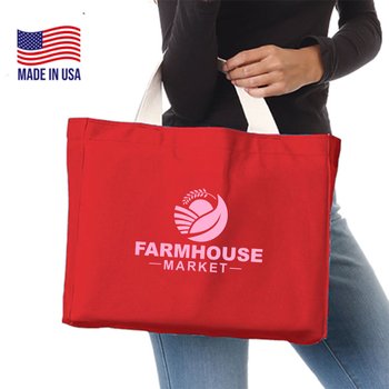 USA Made 12-oz. Natural Cotton Canvas Tote Bag - One-Color Personalization Available from Positive Promotions