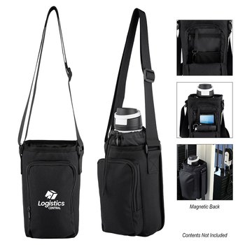 Recycled Drawstring Water Bottle Bag With Back Magnets - One-Color Personalization Available from Positive Promotions