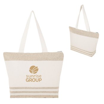 Lagoon Recycled Cotton Tote Bag With Top Zipper - One-Color Personalization Available from Positive Promotions