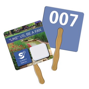 PaperAuction Hand Fan Square - Double Sided - Personalization Available from Positive Promotions
