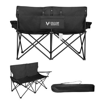 Double-Seater Recycled rPET Folding Chair For Two With Carrying Bag - One-Color Personalization Available from Positive Promotions