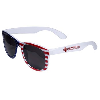 Patriotic American Flag Plastic Sunglasses - One-Color Personalization Available from Positive Promotions