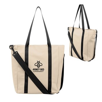 Matte Recycled RPET Leatherette Computer Tote Bag with Padded Laptop Pocket - Personalization Availa from Positive Promotions