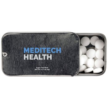 Sugar-Free Mints In Mini Tin Can - Full-Color Personalization Available from Positive Promotions