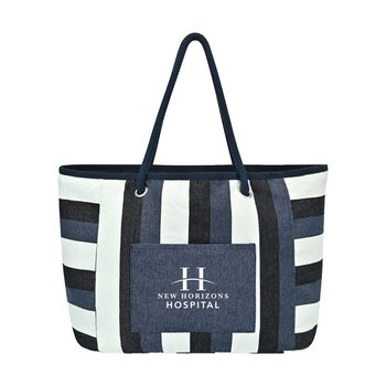 Aware Recycled Coastal Cotton Beach Bag with Rope Handles - Personalization Available from Positive Promotions
