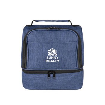 Heathered Gray Double-Decker Lunch/Cooler Bag - One-Color Personalization Available from Positive Promotions