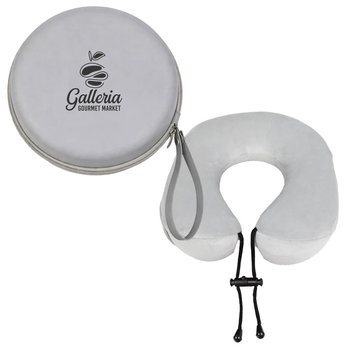 Compact Ergonomic Support Memory Foam Neck Pillow In Case - One-Color Personalization Available from Positive Promotions