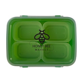 Snack Kit Bento Box With Four Compartment Containers - One-Color Personalization Available from Positive Promotions