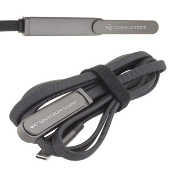 Fast Charge Power Cable With Built-In Phone Stand 240W - Laser-Engraved Personalization Available from Positive Promotions