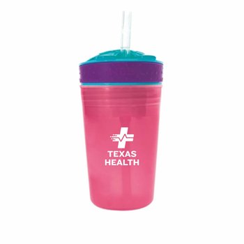 2-in-1 Baby Children's Sippy Cup with Snack Container Top 9 oz. - Personalization Available from Positive Promotions