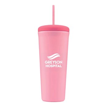 Round Top Recycled Tumbler 26 oz. With Silicone Straw - One-Color Personalization Available from Positive Promotions