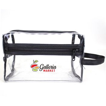 Clear Travel Toiletry Bag With Strap - Full-Color Personalization Available from Positive Promotions
